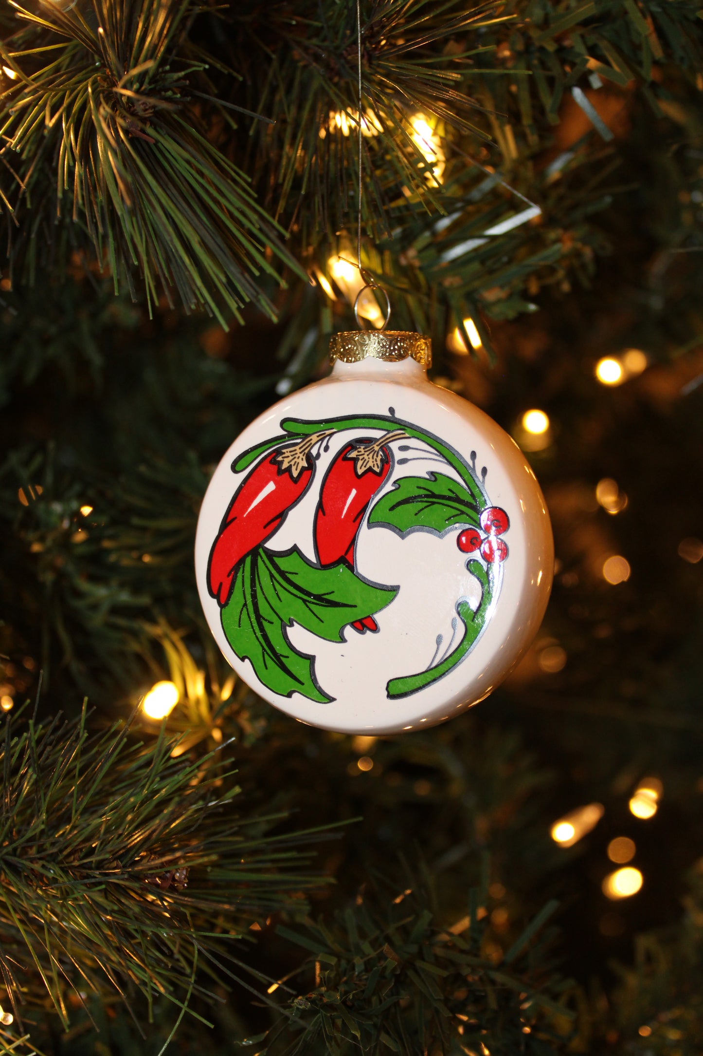Chile Holly Ball Christmas Ornament