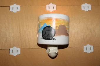 Black on black pottery southwestern ceramic night light, Hand Painted by Native American Navajo Artist