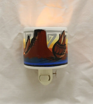 Southwestern Ceramic Night Light, Hand Painted by Native American Navajo Artist