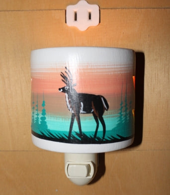 Southwestern Ceramic Night Light, Hand Painted by Native American Navajo Artist