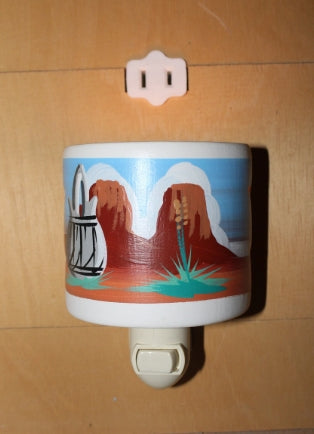Southwestern Ceramic Night Light, Hand Painted by Native American Navajo Artist