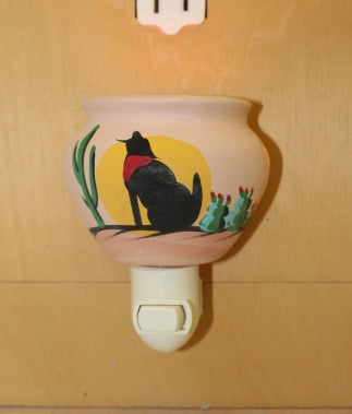 Wall Plug In Nightlight with Coyote Design, Southwestern Decor, Hand painted, made in the USA, Nite Light