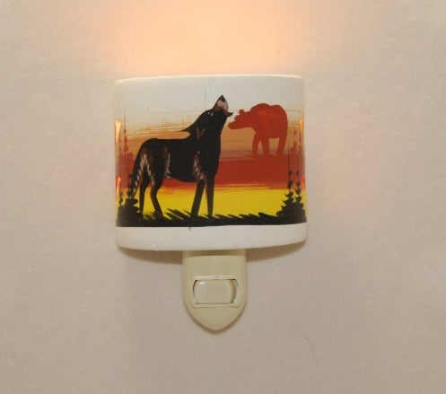 Southwestern Ceramic Night Light, Hand Painted by Native American Navajo Artist