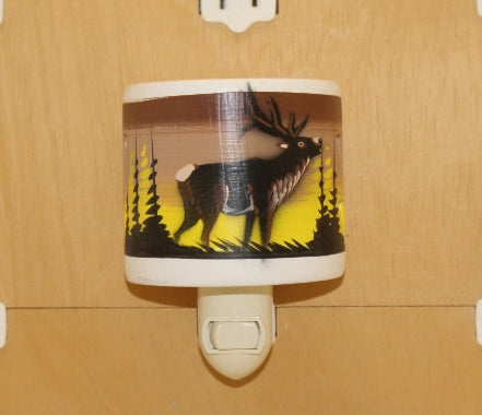 Elk design Southwestern ceramic night light, Hand Painted by Native American Navajo Artist