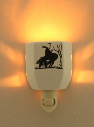 End of the Trail Wall Plug In Nightlight, Ceramic Night Light, Southwestern Decor, Hand painted, made in the USA, Nite Light