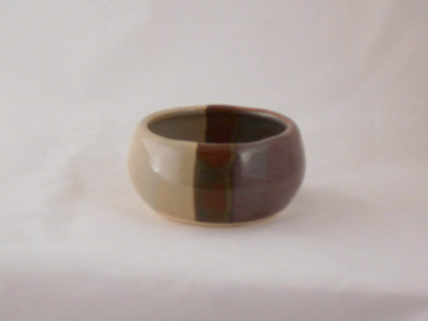 pottery Shaving Bowl grey and purple