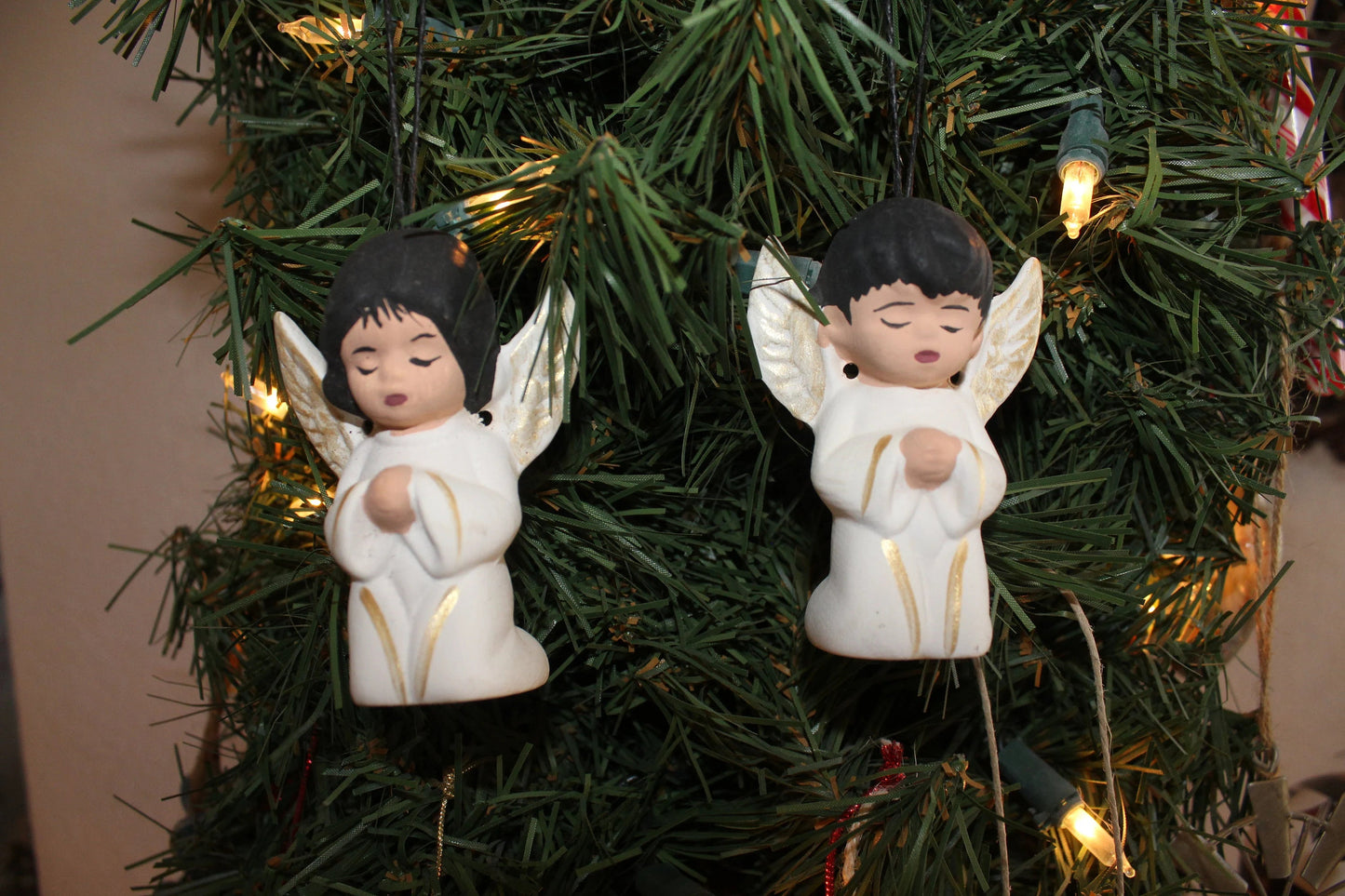 Praying Angel Ornament set , Southwest design Christmas ornaments, Hand Painted