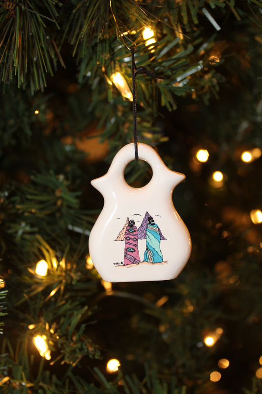 Southwest Ladies Wedding Vase Christmas Ornament