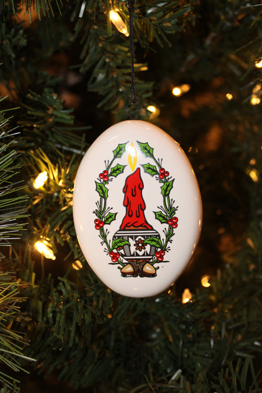 Candle Oval Christmas Ornament