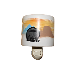 Black on black pottery southwestern ceramic night light, Hand Painted by Native American Navajo Artist