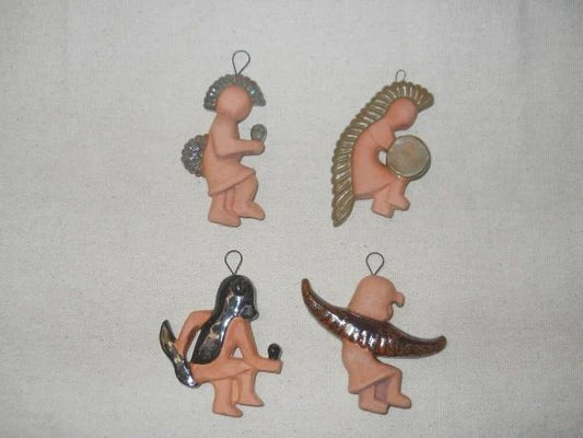 Southwest Kachina Christmas ornaments, Hand Painted Kachina set of 4